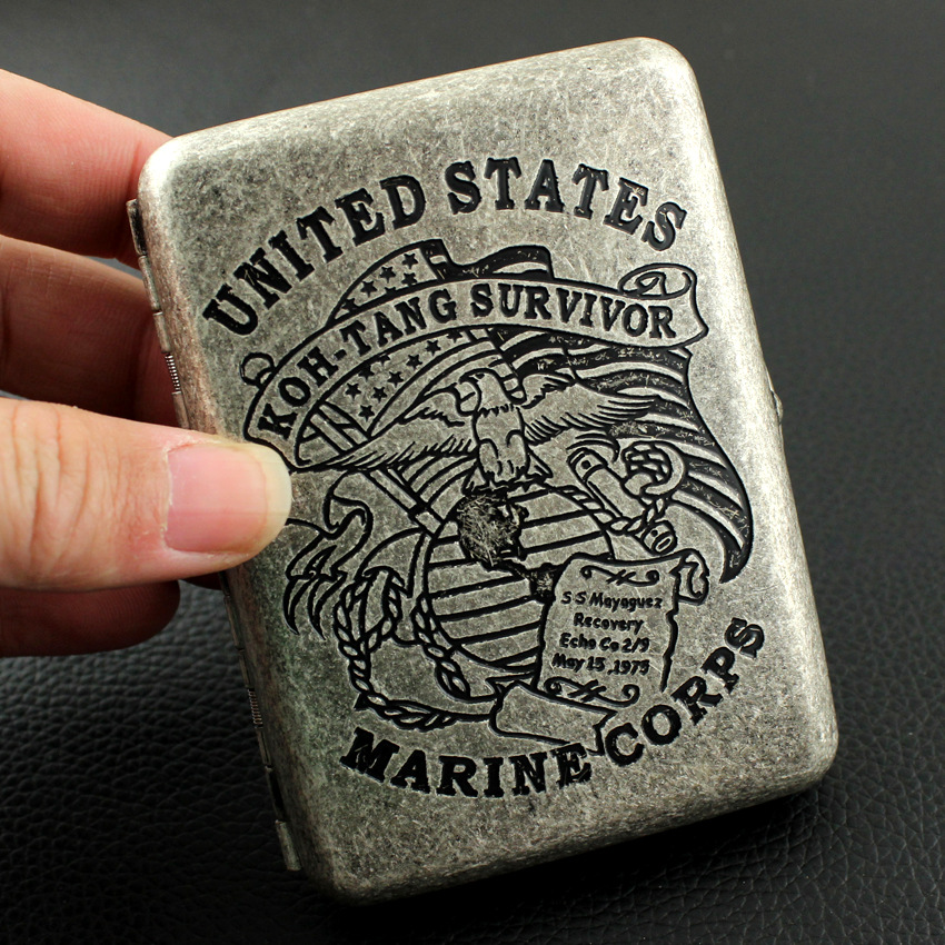 「防压防潮」16支装恒星古银复古纯铜美国海军旗烟盒防压礼盒装