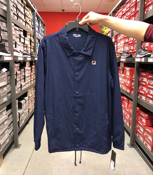   FILA 美版男秋冬士衬衫领纽扣开衫抽绳教练夹克外套 商品图0