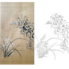 楚彦春竖幅复古风工笔花鸟白描底稿-兰花-多种白描尺寸可选-CY25 商品缩略图0