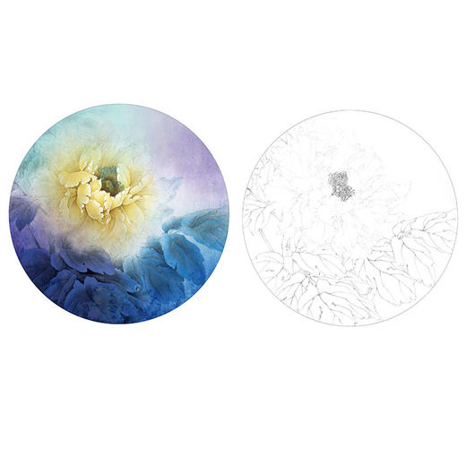 李晓明工笔花鸟白描底稿-牡丹原创小品-有步骤图及文字解析-KD03 商品图0