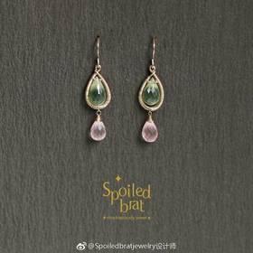 SpoiledBart Jewelry 葡萄晶粉晶双色耳环