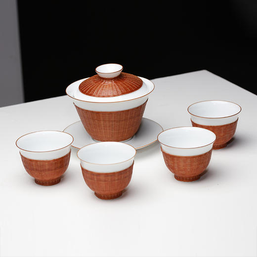 竹编瓷器杯 艺术家程丽 非遗文化高级定制手工新中式茶具茶杯客厅 商品图0