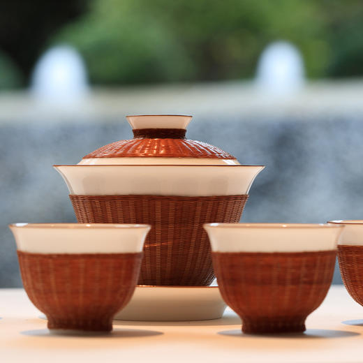 竹编瓷器杯 艺术家程丽 非遗文化高级定制手工新中式茶具茶杯客厅 商品图1