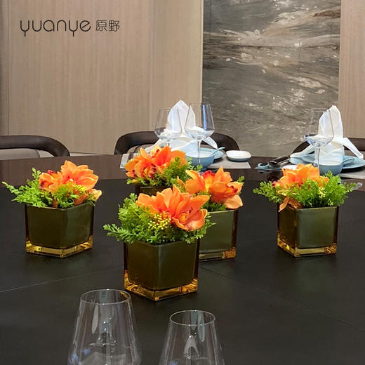 酒店餐桌仿真花圆形组合北欧简约圆桌转盘餐厅茶几会议所绢花假花 商品图2