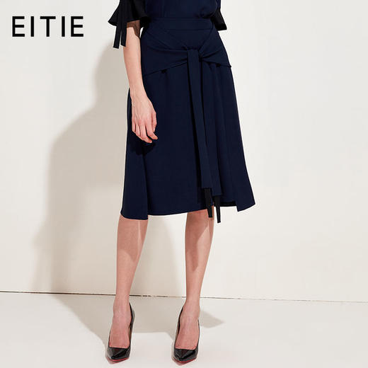 EITIE爱特爱品牌女装春季新款时尚修身腰间绑带自然腰半身裙5706415 商品图1