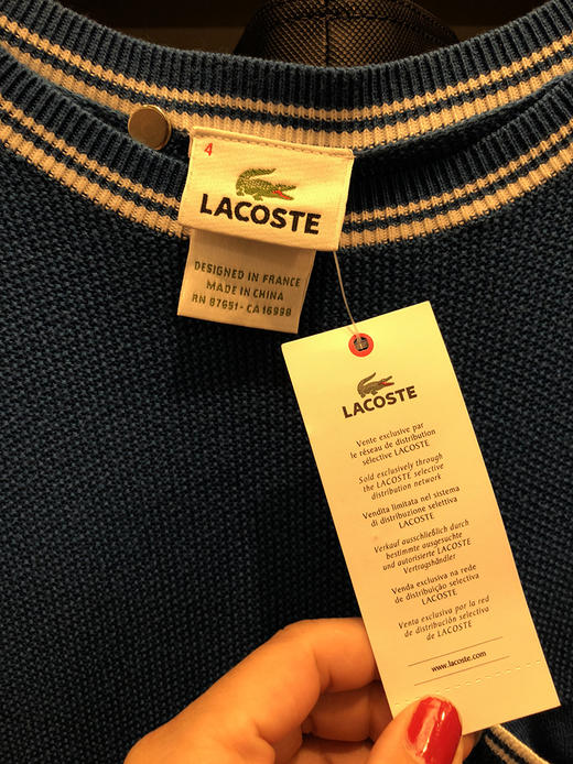 19新款  Lacoste/拉科斯特 男长袖口袋针织衫AH9549 商品图3