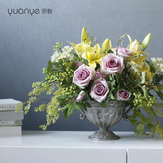 原野自然风混搭花艺仿真花假花 高档酒店客厅装饰花花瓶花艺摆件 商品图2