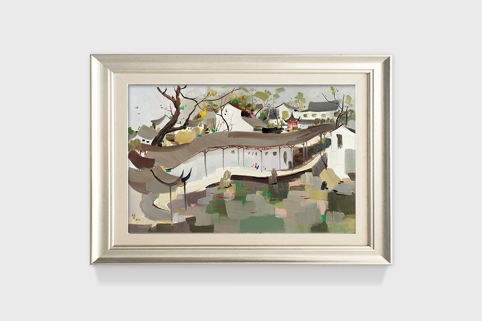 吴冠中|《苏州拙政园》——综合版（油画）