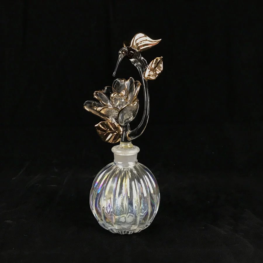 漂亮复古水晶蜂鸟玫瑰香水瓶