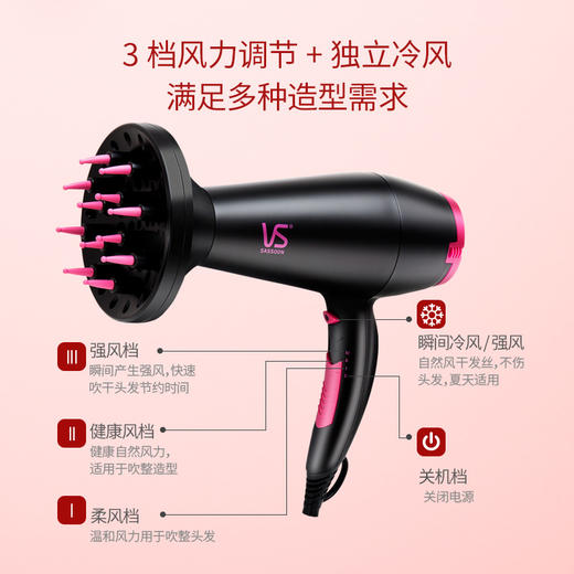 沙宣（VS）电吹风机家用 水润护发大功率吹风筒VS5543PICN （2000W） 商品图5