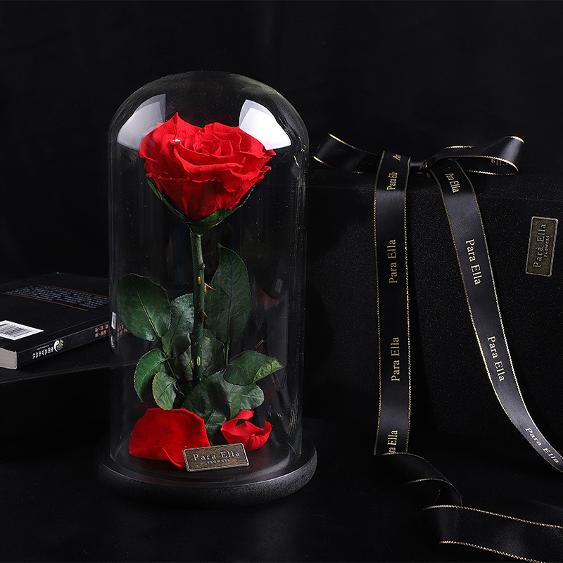 「真挚的礼物」玻璃罩永生玫瑰花保鲜花礼盒