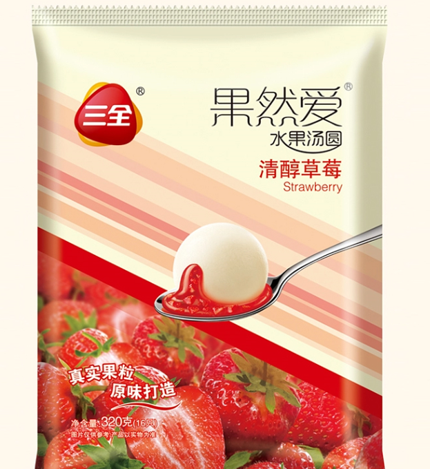 三全果然爱水果汤圆清醇草莓320g