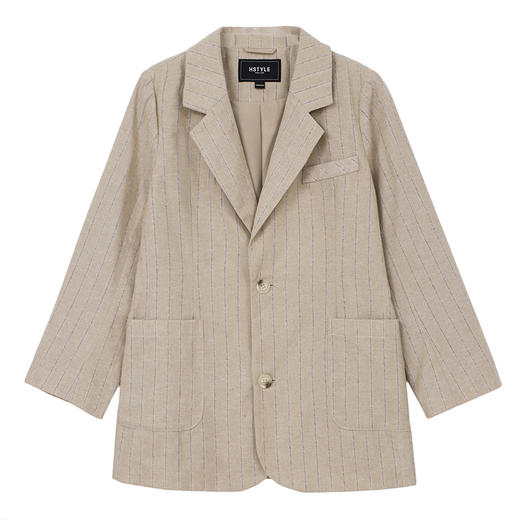 韩都衣舍2019春装新款韩版女装宽松条纹休闲小西装外套JZ10344瑭 商品图3