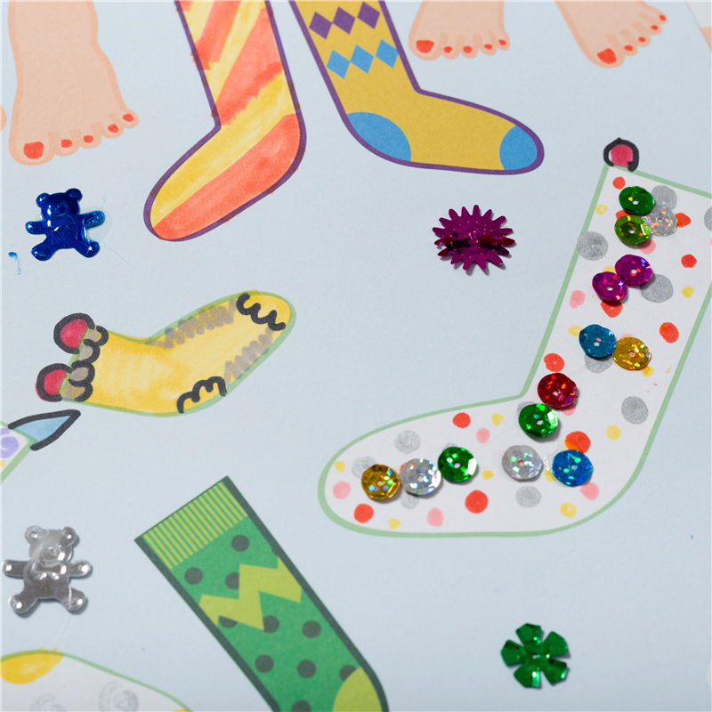 多彩的袜子创意绘画美术底稿材料包5张装