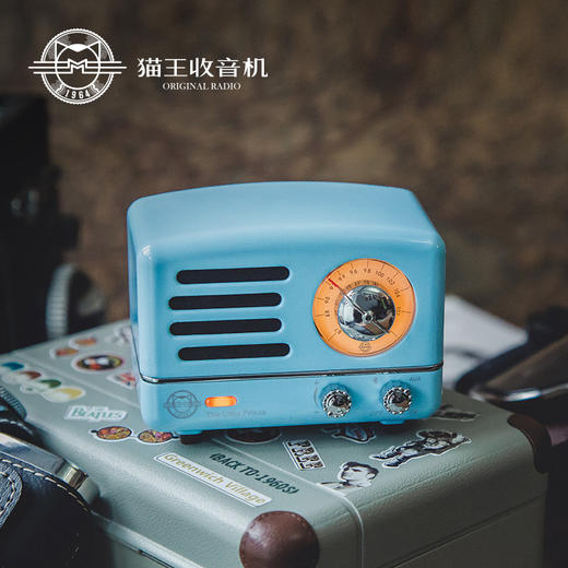 猫王收音机 猫王小王子尼斯蓝 创意无线蓝牙小音箱 迷你小音响便携式随身收音机 复古可爱家用重低音炮小钢炮 商品图2