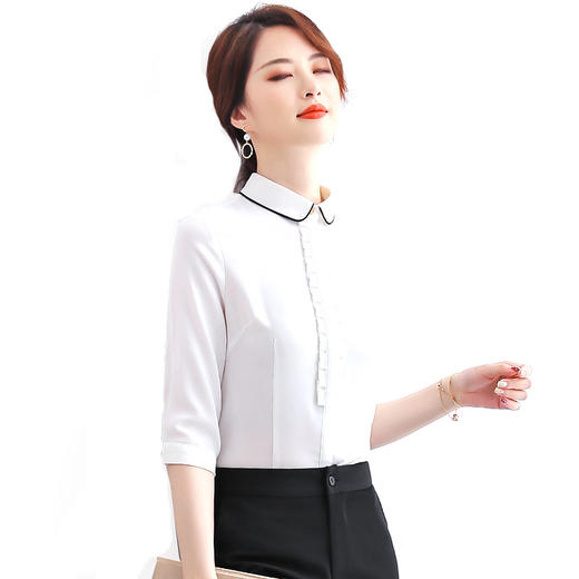 XZ-1635-YR白色衬衫女夏2019新款韩版职业装正装短中袖衬衣修身OL工装工作服 商品图4