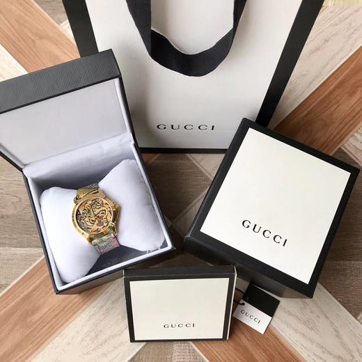 原单品质Gucci 古驰G-Timeless系列 中性腕表，新款老虎🐯面，手工工艺，精致独特～表径37mm，男女皆可佩戴！原装瑞士石英机芯，全套专柜包装。 商品图0