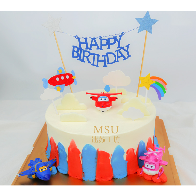 彩色小飞侠飞机主题蛋糕