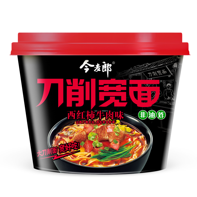 今麦郎 方便面 刀削宽面 西红柿牛肉味整箱12桶
