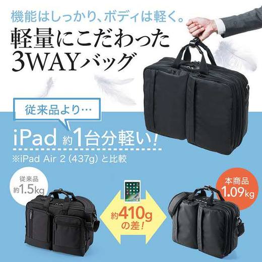 「日本SANWA」大容量防泼水笔记本电脑包15.6寸单双肩轻量商务休闲 商品图2
