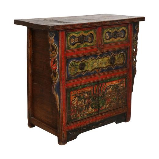 清晚期杨木古董家具三屉二门画柜五彩柜玄关柜Q12030004150 Antique Poplar wood Cabinet 商品图2