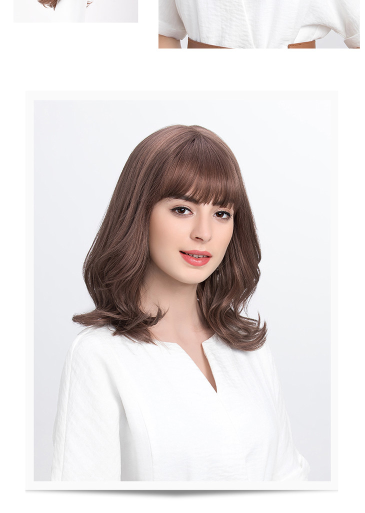 瑞贝卡假发女中长卷发大波浪齐肩锁骨发空气刘海蓬松自然时尚头套