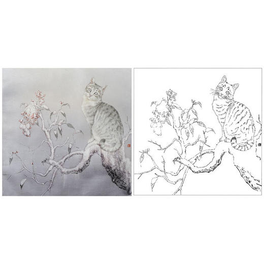 鲁双喜工笔动物白描底稿-《寒香》-多种白描尺寸可选-LK03 商品图0