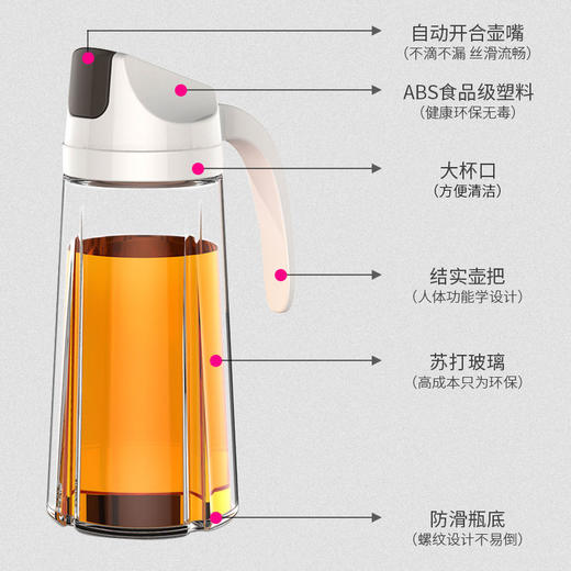 日式创新油壶  自动开合玻璃油瓶 防漏油醋瓶油壶 商品图3
