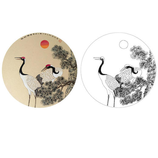 戴青池工笔花鸟白描底稿-仙鹤小品-多种白描尺寸可选-DQ07 商品图0