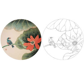 戴青池工笔花鸟白描底稿-荷花小品-多种白描尺寸可选-DQ17