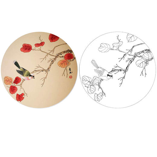 戴青池工笔花鸟小品白描底稿-多种白描尺寸可选-DQ03 商品图0