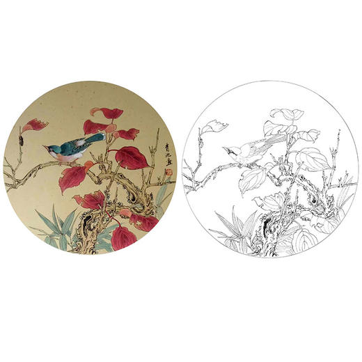 戴青池工笔花鸟小品白描底稿-多种白描尺寸可选-DQ28 商品图0