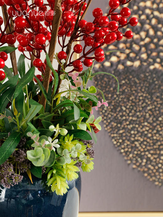 原野花艺高端轻奢北美冬青仿真花客厅落地塑料花假花室内摆设装饰 商品图4
