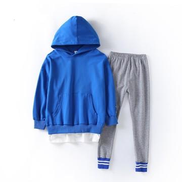 【女童服】2019年春季新款中小女童套装连帽卫衣假两件打底裤两件套时尚女装 商品图2