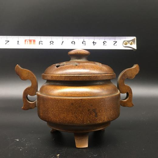 五福双耳铜香炉（回流） 商品图4