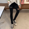 韩都衣舍2019春装新款女装韩版高腰弹力黑色小脚牛仔裤GD00178聖 商品缩略图0