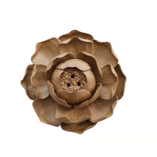 「纯手工莲花香插」创意陶瓷香炉 粗陶捏制莲花香盘 居家摆件 商品图4