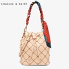 【授权产品】Charles&Keith单肩水桶包小CK2-20780564优雅丝带格纹抽带斜挎女包 商品缩略图2