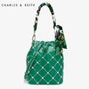 【授权产品】Charles&Keith单肩水桶包小CK2-20780564优雅丝带格纹抽带斜挎女包 商品缩略图1