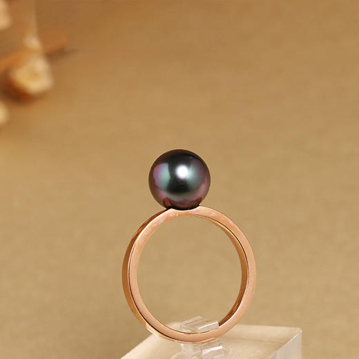 【定制·约10个工作日】甄珠贝 it ring 大溪地黑珍珠戒指18K玫瑰金戒圈时尚大牌超赞工艺 商品图1