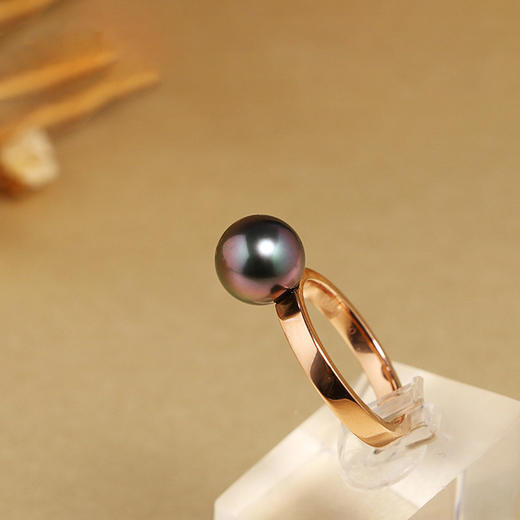 【定制·约10个工作日】甄珠贝 it ring 大溪地黑珍珠戒指18K玫瑰金戒圈时尚大牌超赞工艺 商品图0