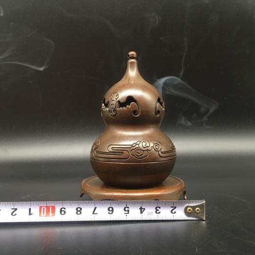 镂空铜葫芦熏香炉，带底托 商品图4