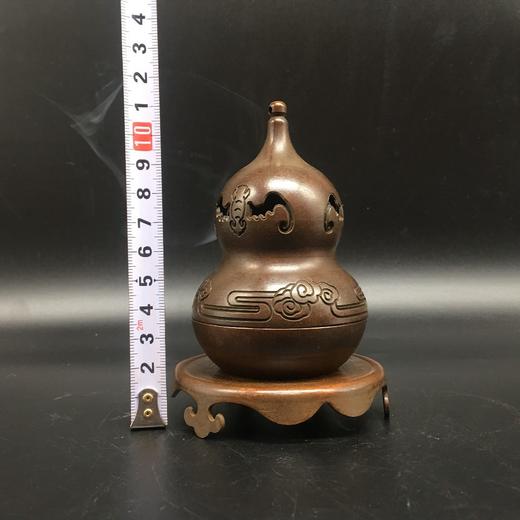 镂空铜葫芦熏香炉，带底托 商品图3