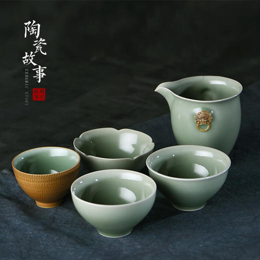 茶杯-陶瓷品茗杯-姚安平全手工  龙泉青瓷 月白 梅子青8款 商品图2