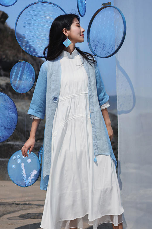 蓼蓝手工扎染不规则外披新品 商品图5