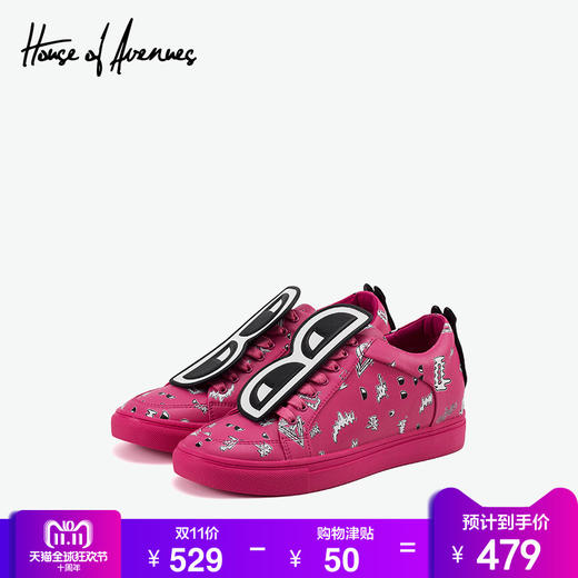 house of avenues运动鞋女可拆卸眼镜配饰休闲鞋卡通印花板鞋4021 商品图0