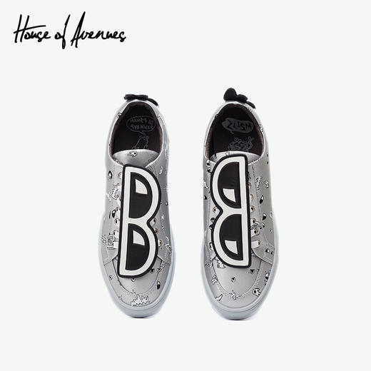 house of avenues运动鞋女可拆卸眼镜配饰休闲鞋卡通印花板鞋4021 商品图3