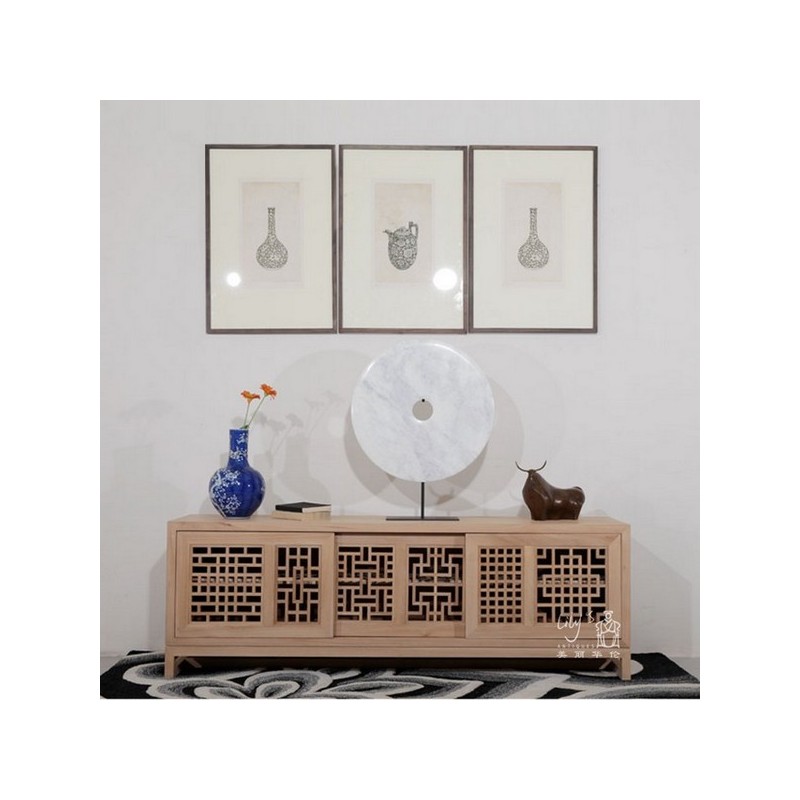 水曲柳三门花格柜