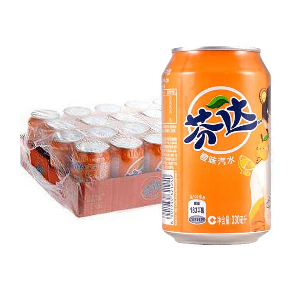 芬达橙味汽水330ml橙味*24听