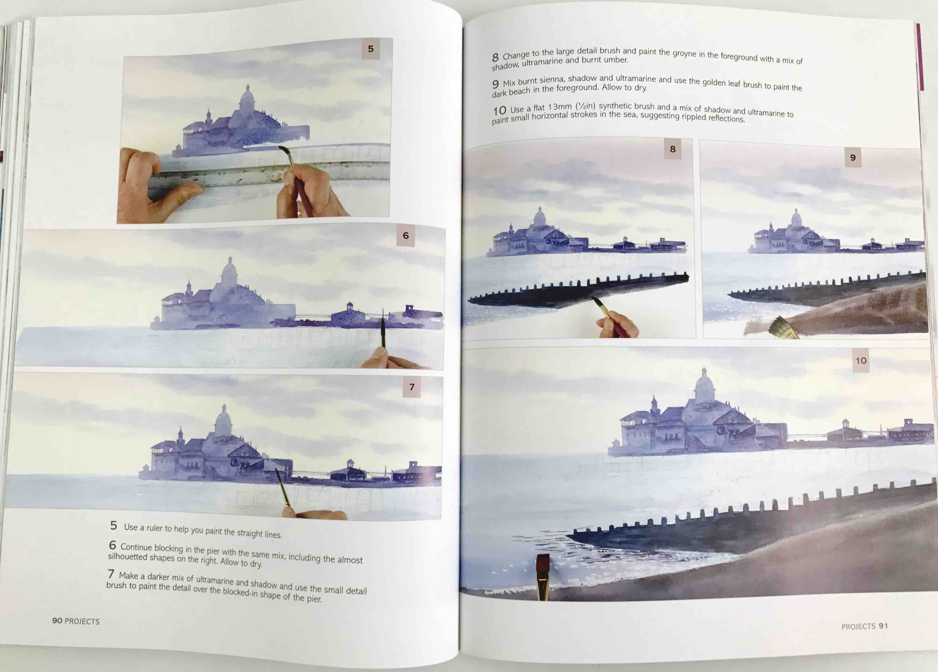 英文正版 画水彩画海洋和天空的简易方法